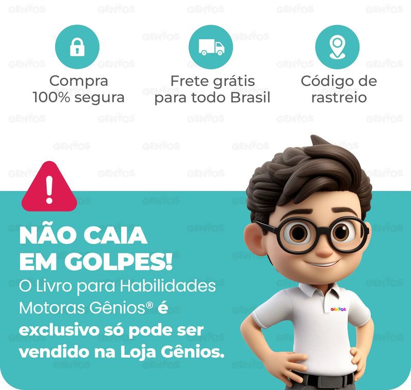 Livro de Desenvolvimento Infantil Gênios® + 8 Canetinhas e Apagador de Brinde