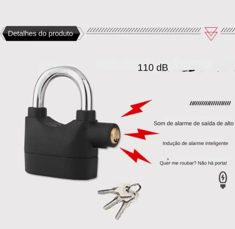 Cadeado Antifurto com Alarme Sonoro Para Motocicleta