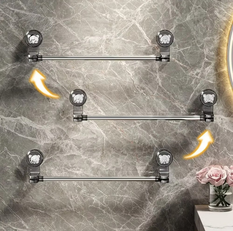 Suporte Porta-Toalhas com Ventosa Retrátil em Inox - Instalação Sem Perfuração