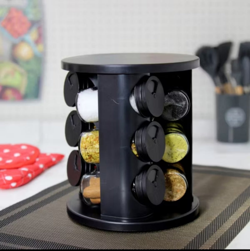 Porta Condimentos Giratório com 9 Potes de Vidro