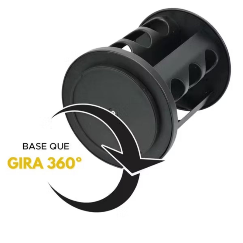 Porta Condimentos Giratório com 9 Potes de Vidro