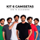 Kit 6 Camisetas Básicas Masculinas - 100% Algodão